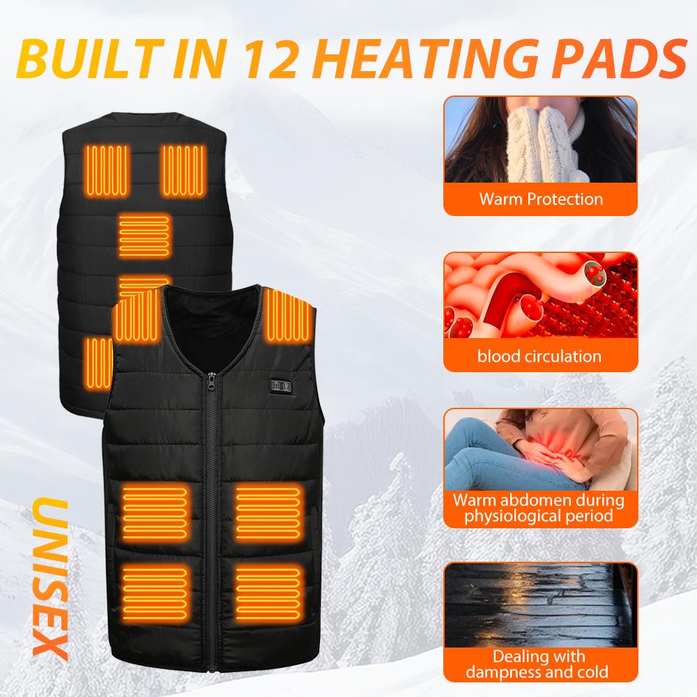 12zónová vyhřívaná vesta USB Chytrá Konstantní Teplota Motocyklová Vesta Pro Muže Ženy Zimní Lov Teplejší Vesta Bunda
