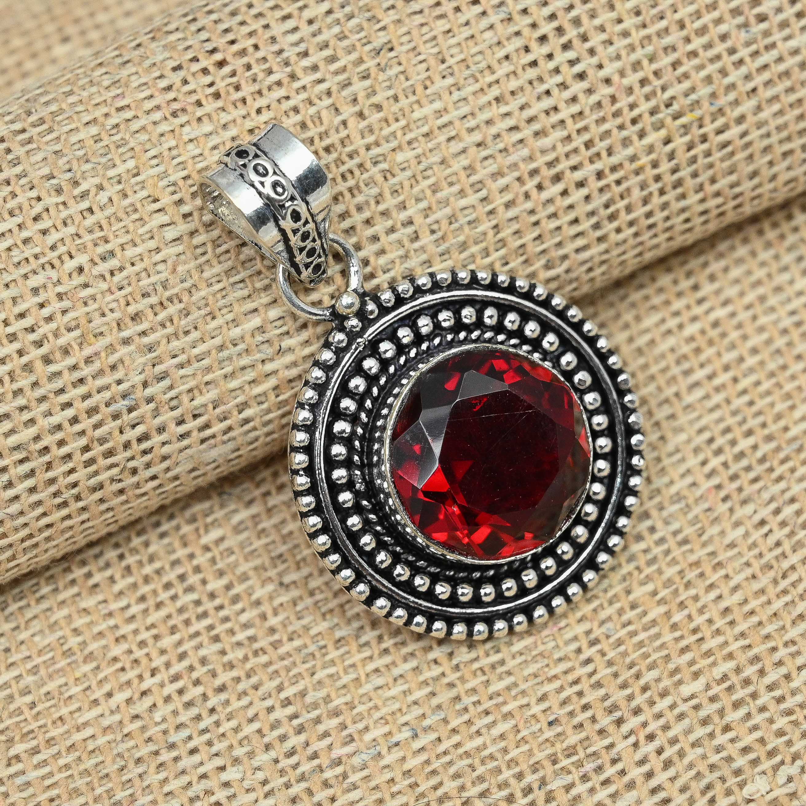 

Ювелирные изделия ручной работы из стерлингового серебра 925 пробы с гранатом, подарок на день Святого Валентина, подвеска 1.65 Inches красный