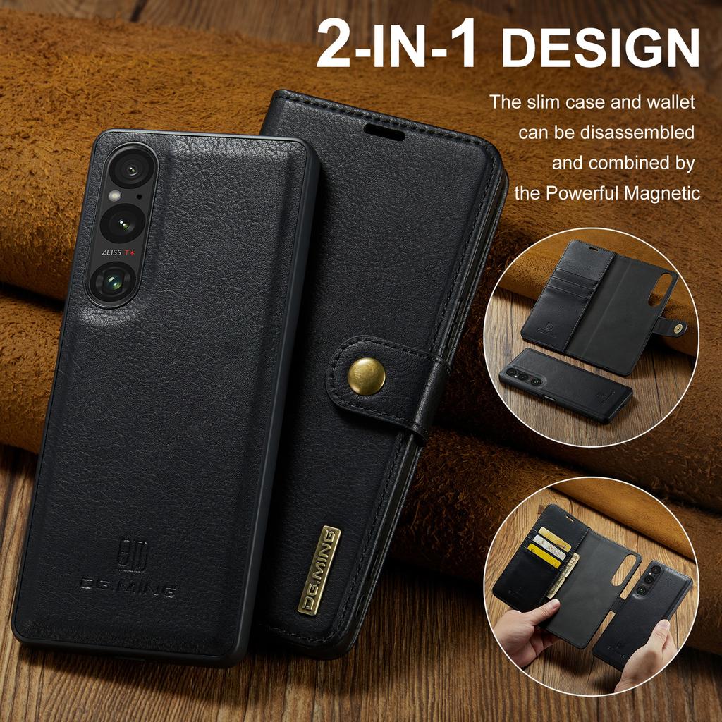 DG.MING for Sony Xperia 1 VI Case Detachable Split Leather Phone Cover