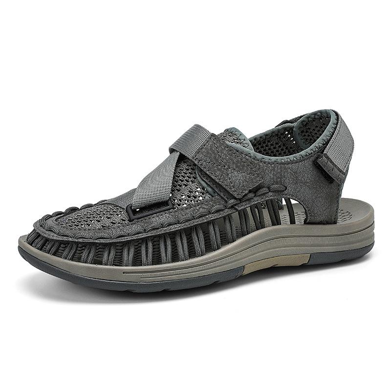 Fashion Sandals for Men Fashion Handmade Woven Sandals Summer Breathable Mesh Sandals Mens Casual Sports Sandal Non-Slip Beach Sandalias