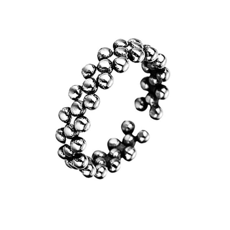 Creative Glossy Round Bead 925 Sterling Silver Jewelry Retro Exquisite Geometric Personality Opening Rings TYB506