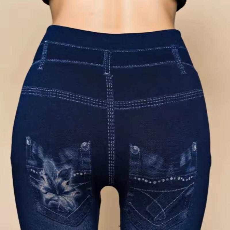 Sexy Women Jean Skinny Jeggings Pants High Waist Leggings Female Print Ankle-length Slim Legging Fitness Plus Size