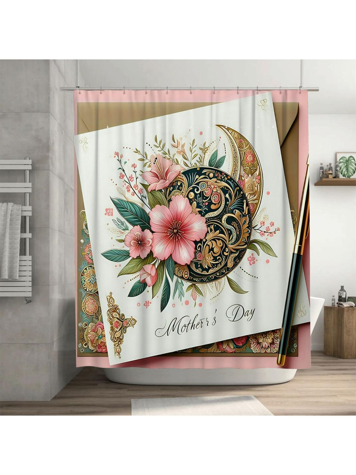 

Mother S Day Floral Shower Curtain | Elegant And Festive Bathroom Decor W60H190(CM)-1 Pcs