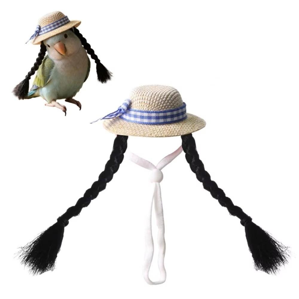 with Elastic Strap Double Braids Hat Adjustable Bird Wig Cap Creative Hamster Knitted Hat Party