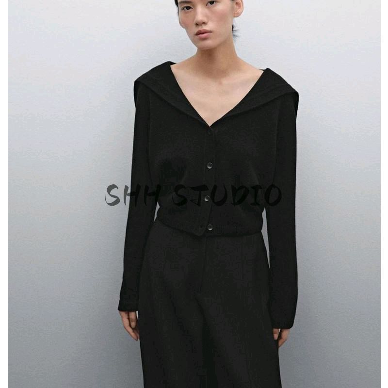 MD Spring New Women's Clothing American College Short Sailor Collar Sweater Knitted Cardigan Top Outwear 6003800