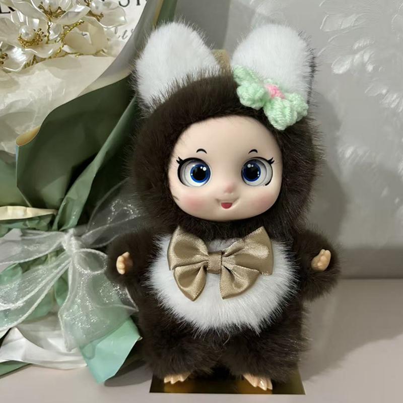 Cute Bowknot Vinyl Face Plush Doll Series Pendant Backpack Hangings Decoration Gifts A8