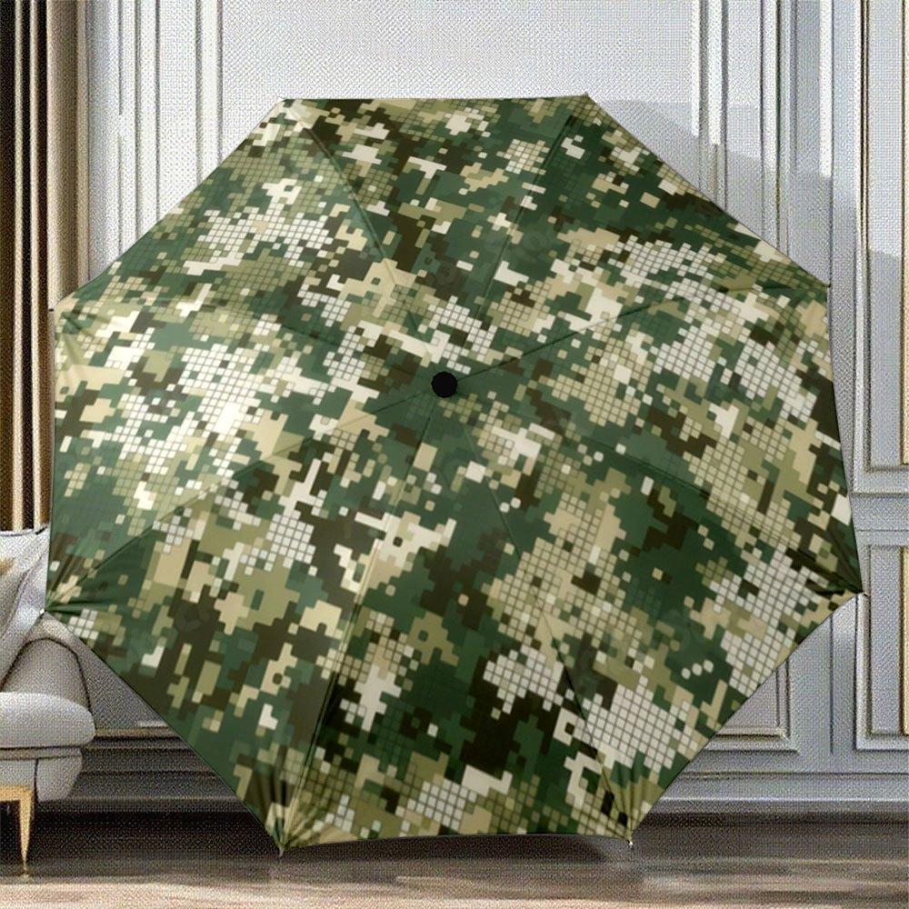 

Automatic Camouflage Umbrella with Camo Pattern (Green/Brown/Beige) - Self-Opening/ Closing, 8-Rib Compact Folding Design, Por (as the picture,Iron&8K)