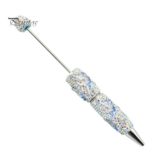 Fun Glowing Writing Tool DIY Glow-in-the-Dark Diamond Beaded Pen, Rhinestone Ballpoint Pens with Cartoon Charms, Cute Glitter Creative Gift Pen Tools