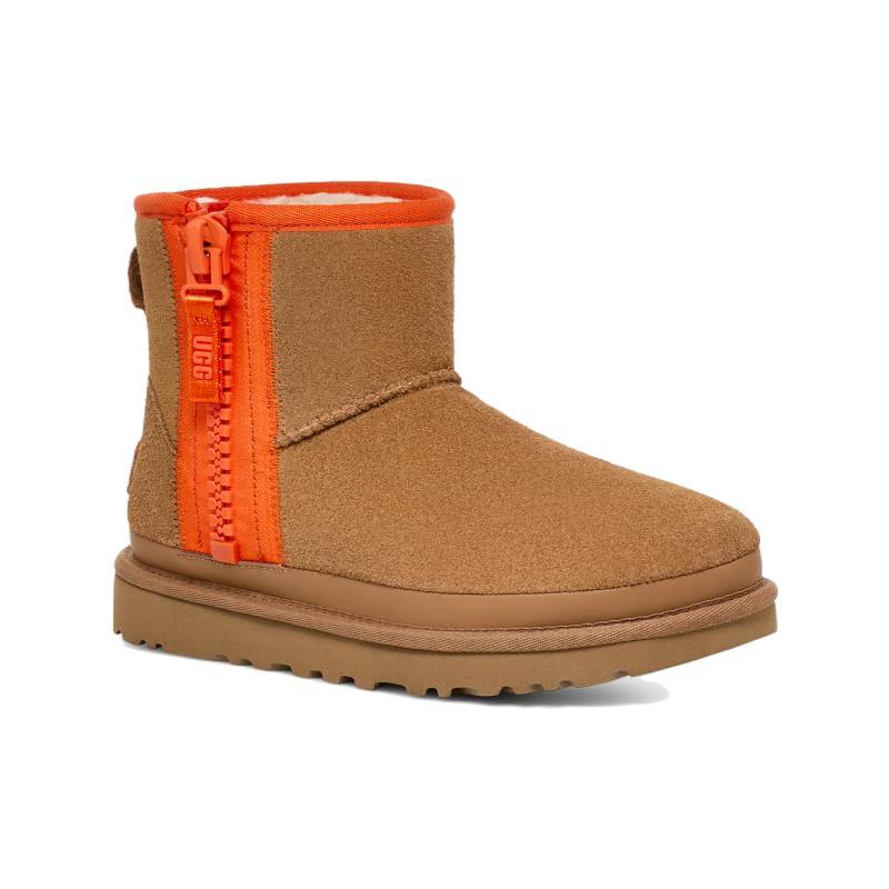 New UGG Classic Mini Zipper Tape Logo 'Chestnut' Women's 1144034-CHE