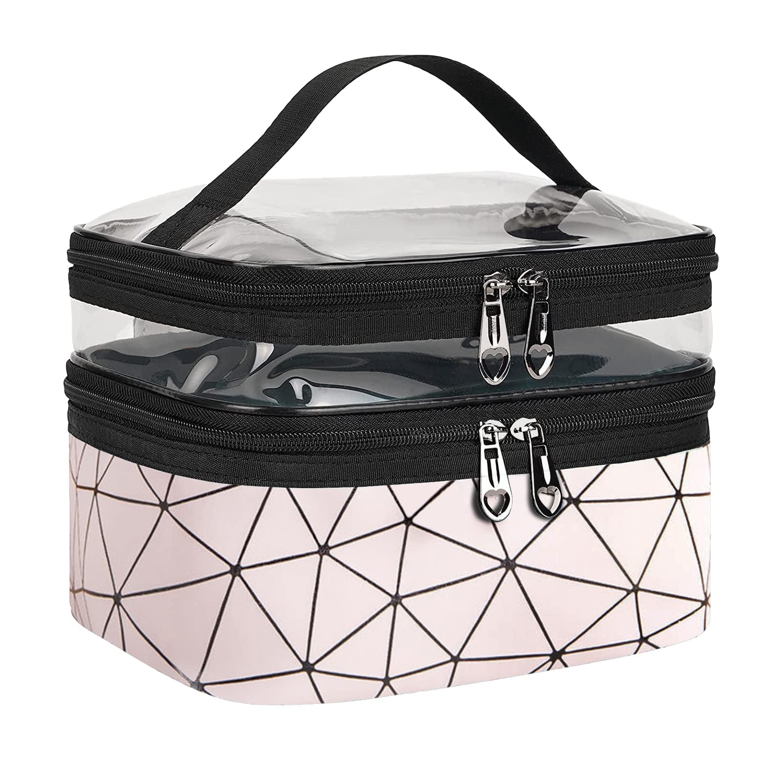 

Wellehomi Large Capacity Travel Cosmetic Cosmetic Bag with Portable Toiletry Cosmetic Storage Pouch Bag, Dual-Layer Compartments, Bag, (Pink) розовый