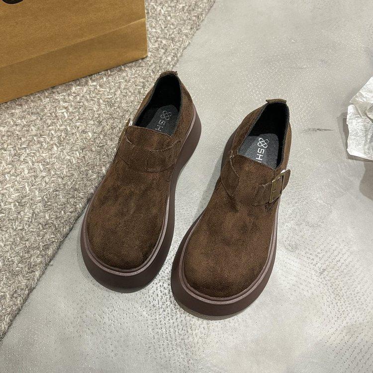 

[Youshilai] Thick-soled heightening Birkenstocks women s 2025 spring new lazy one-pedal retro single shoes 35