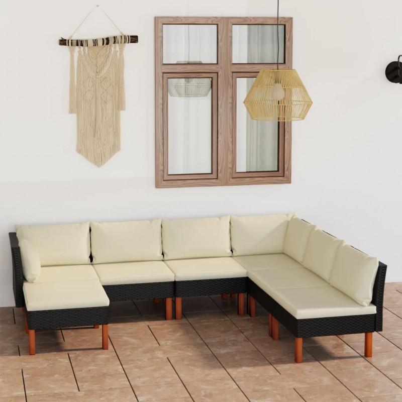 Day and Night - Day and Night 7-piece Garden Furniture Set and Black Synthetic Rattan Cushions