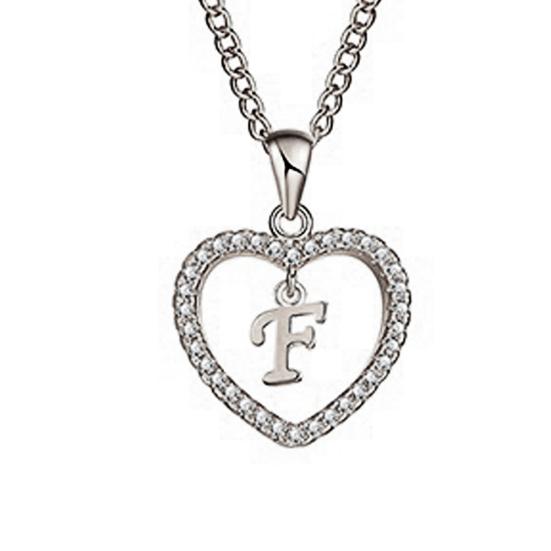 Concise Hollowed Heart Alphabet Unisex Necklace Jewelry Neck Chain Pendant Decor