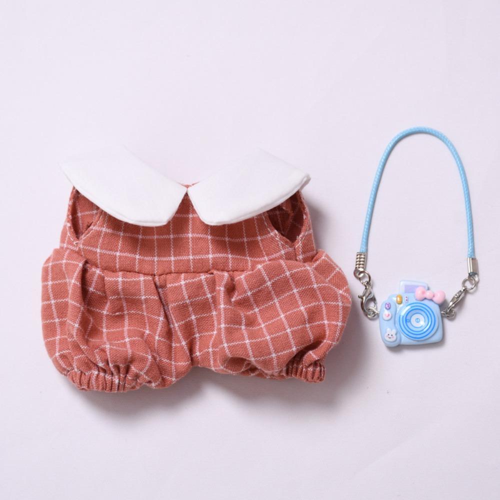 

Клетчатый комбинезон Одежда для куклы Лабубу Камера 17 см Плюшевая одежда для кукол Хлопковые аксессуары для кукол Style 2