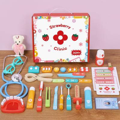 Children's Simulated Medical Kit Baby Boy and Girl Playing House Simulated Doctor Injection Dentist Wooden Toy Gift