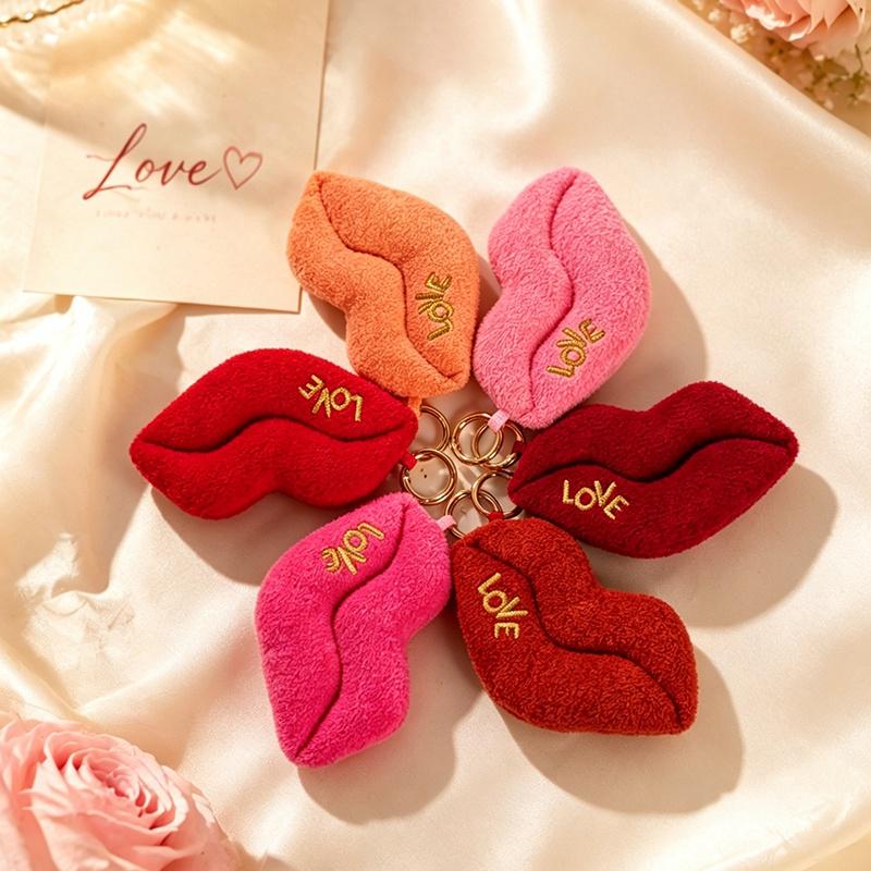 1Pc 10Cm Funny Red Lips Plush Toy Creative Plush Pendant Toy Red Lip Pendant Doll For Bag Keychain Valentine'S Gift