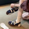 Grape mother 2025 pairs of Velcro color collage soft sole soft surface ballet single shoes Mary Jane casual shoes women's spring