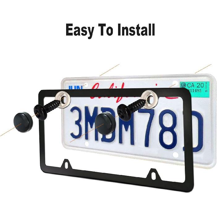 Aootf Black Anti Theft License Plate Screws- Stainless Steel Rustproof Security Bolts Fasteners For Front Rear Car Tag Mount- M6 (1/4") Locking