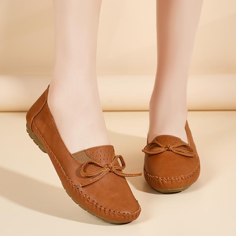 Women's White Leather Driving Moccasins Grey Flats Casual Slip On Plus Size Walking Summer Maternity Shoes
