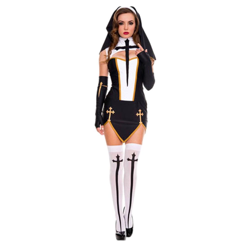 Women Halloween Nun Costume Set Soft And Breathable Polyester Materials Sexy Nun Costume Gift Idea