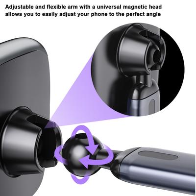 Magnetic Phone Holder Multifunctional Suction Cup Car Dashboard Phone Mount with Retractable and