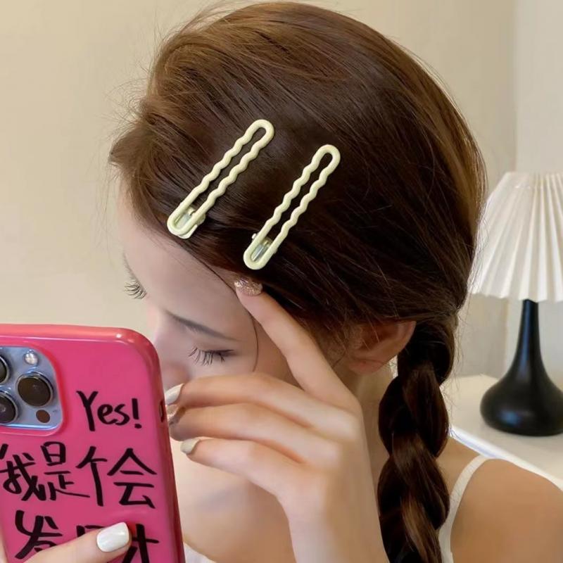 Women's Wave Hair Clips Candy Color Minimalist Metal Barrettes Enamel Coated Duckbill Clasp Non Slip Hairpins for Teens Hair Accessories