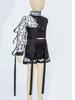 Completo Hip Hop Danza Bambini Top Corto Senza Maniche Zip Up Laccato Paillettes Shorts Set Maniche con Nappe Staccabili