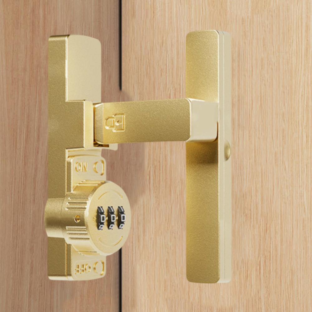 Door Password Lock 90 Degrees Sliding Door Latch Lock Free-Punch Refrigerator Cabinet Door Bolt Barn Gate Password Lock