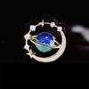 Star Sky Rhinestone Earth Brooch Pins for Women Men Enamel Full Zircon Deco Space Planet Badge Lapel Pin Gifts