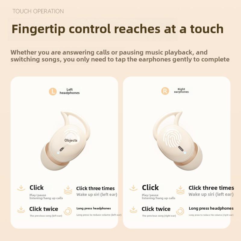 Wireless Bluetooth Headphones In-ear Mini Digital Display Long Life Sleep Noise Cancelling Headphones