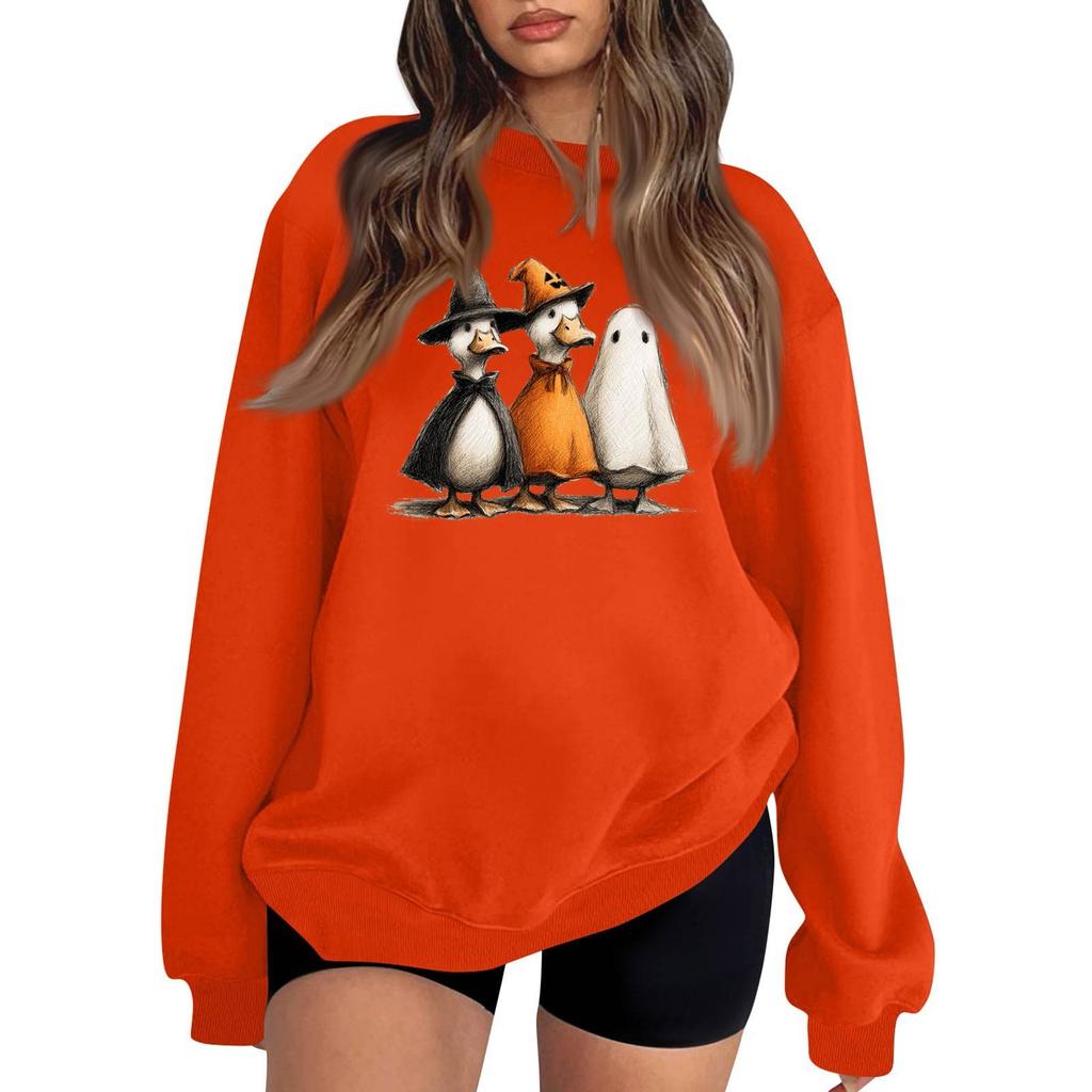 Womens  Fashion Tops Printed Casual Round Neck Long Sleeve Loose Pullover Shirts