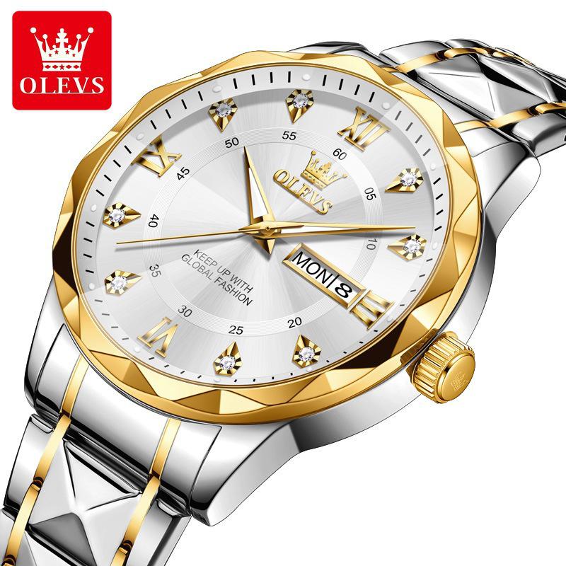 Oulishi 2025 Men's Luminous Waterproof Quartz Watch with Diamond-Shaped Mirror