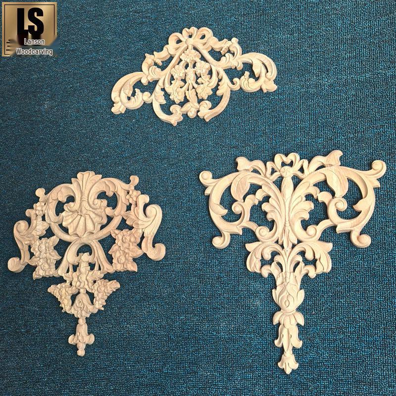 French Rose Wood Carving Decorative Stickers for Walls and Furniture