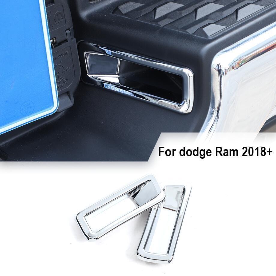 For Dodge RAM 1500 2019-2024 Chrome Rear License Plate Lamp Cover Trim Bezels 2*