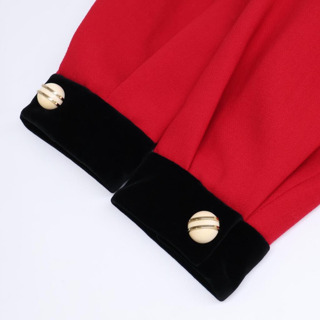 Gucci [Good condition/Domestic Regular] 582511 Velour Switching Collarless Long Coat 38 Red / blackUsed