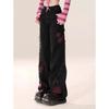 Women's Black Gothic Baggy Jeans Harajuku Y2k Aesthetic Print Denim Trousers Korean Jean Pants Vintage 2000s Clothes Design