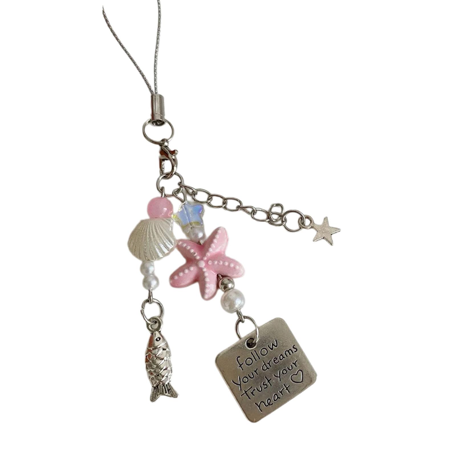 

Стильная цепочка для телефона из бусин в виде рыбки, многофункциональный аксессуар из бусин, брелок-декор, ремешок для телефона для любителей моды розовый