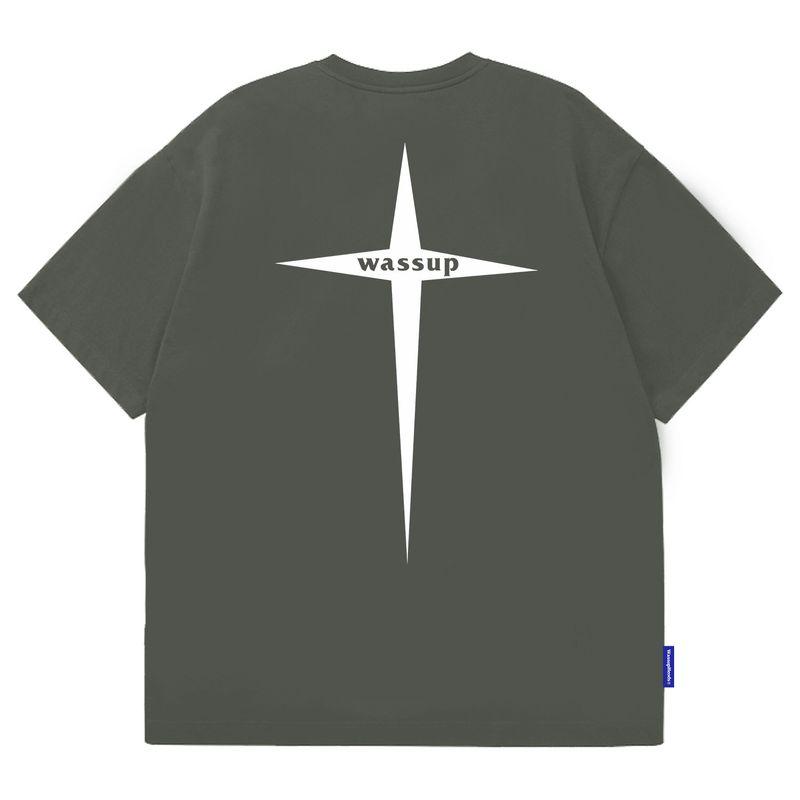 Wassup Heods Chinese Style Short-Sleeve T-Shirt for Men, Pure Cotton, Heavyweight American High Street Fashion Brand, Loose Fit, Summer Men's Wear