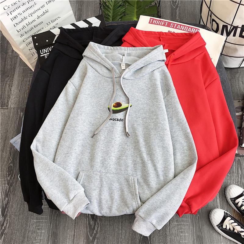 2026 Avocado Green Velvet Hoodie for Women - Korean Style, Trendy & Loose Fit, Plus Size for Spring/Autumn.