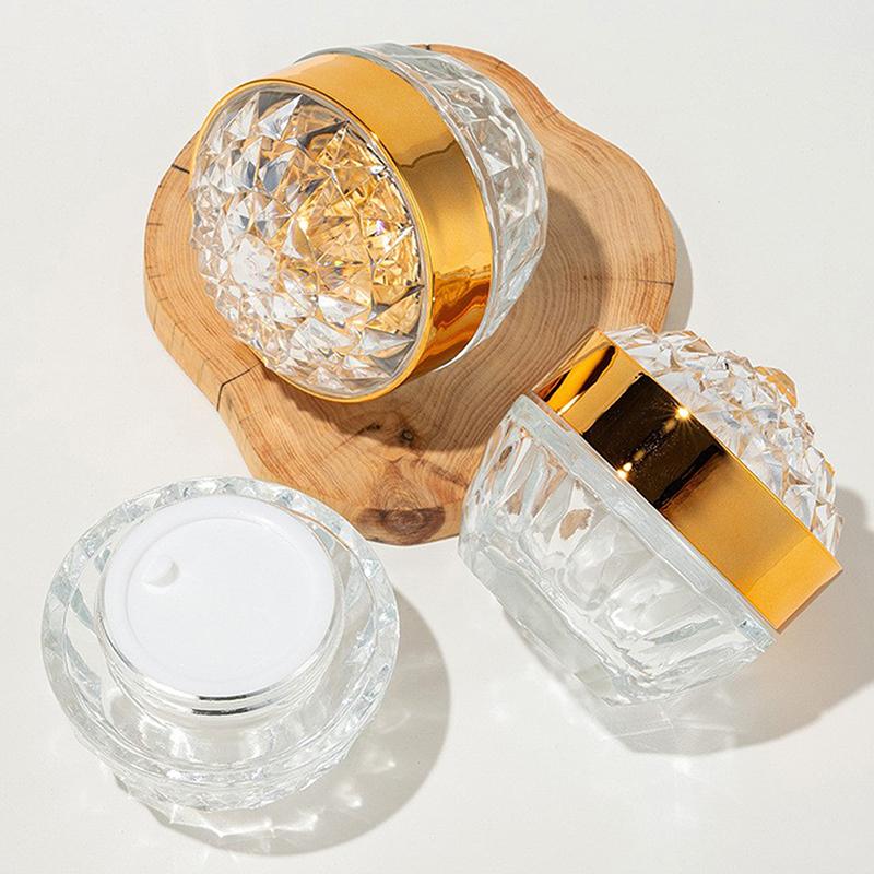 1 Stück Luxus Diamant 50G Glas Gesichtscreme Tiegel mit Deckel Acryl Kosmetiktiegel Behälter für Creme Lotion Tiegel Reise Lotion Flasche