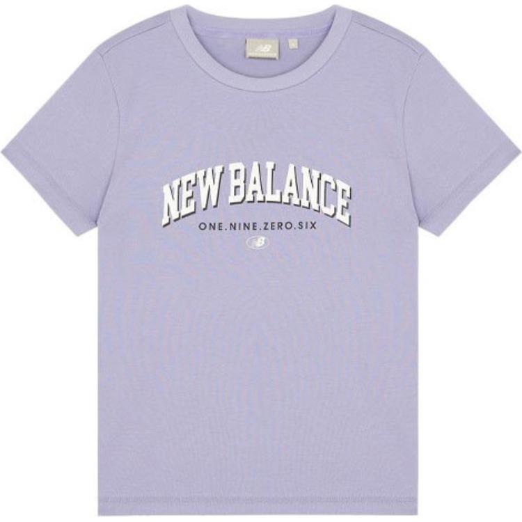 New Balance T Shirts Women's Purple Crew Neck Moderate Straight Fit 5EC27152-DV