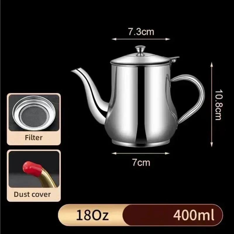 Stainless Steel Oil Kettle Portable Oil Pot with Filter Large Capacity Thickened Liquid Storage Jug Suitable for Induction Cooke