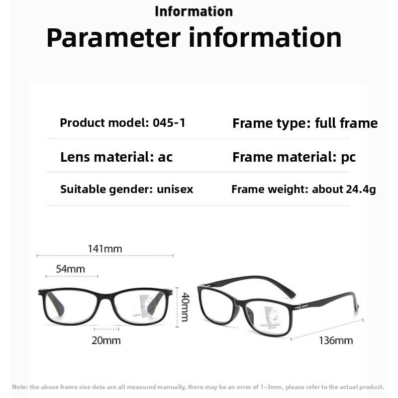 Small Square Multifocal Reading Glasses Photosensitive Clear Lenses Presbyopia GlassesBlue Light Blocking Eye Protectio Eyewear