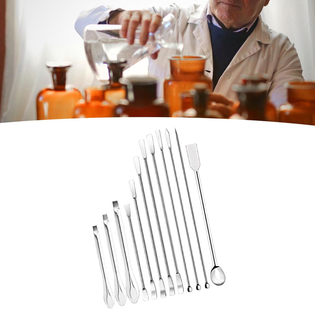 12Pcs Laboratory Spatula 304 Stainless Steel Multifunctional Sampling Scoop Experiment Supplies