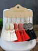 Bohemian Round Colored Glaze Alloy Earring Set Retro Ethnic Style Long Tassel Earrings Women's Girls' Personalized Zircon