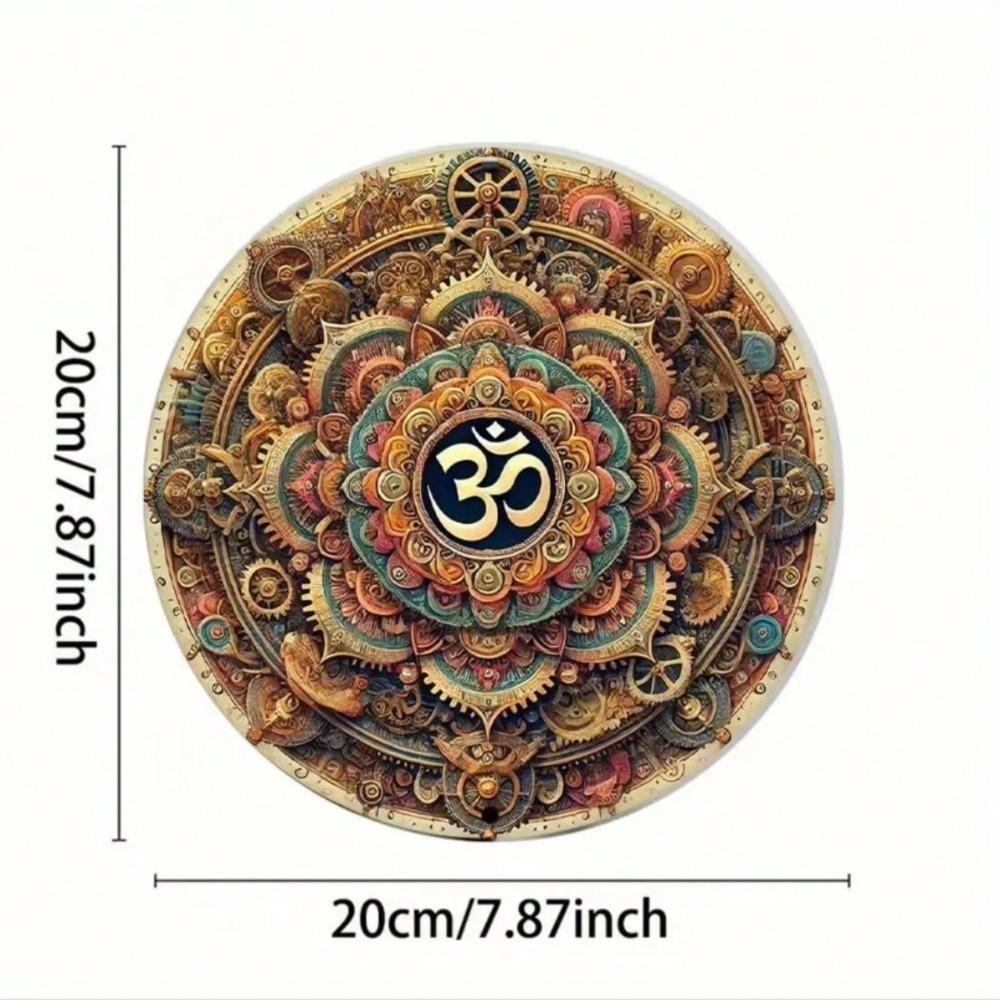 Decorative Metal Sign Meditation Om Symbol Wall Art for Cafe Living Room Decor