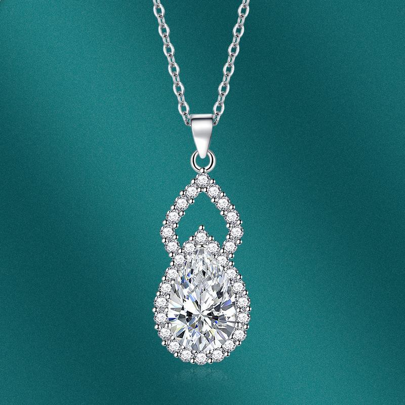 BELLA BOX Gourd Shaped Zircon Pendant Necklace Multiple Colour Fashion Wedding Engagement Jewelry
