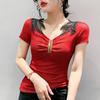 Fashion New Summer Short Sleeve V-Neck Slim Women T-Shirt Women Tops Tees J383