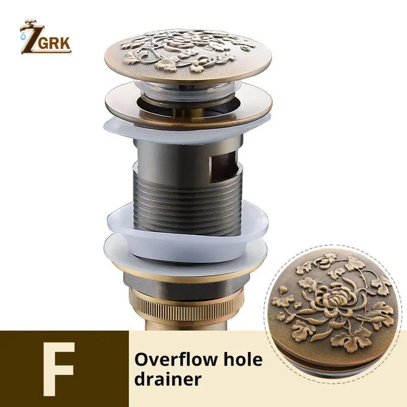 Bathroom Basin Sink Pop Up Drain Antique Brass Clic-clac Waterlet Vanity Sink Waste Drainer Art Carving Bathroom Accessories