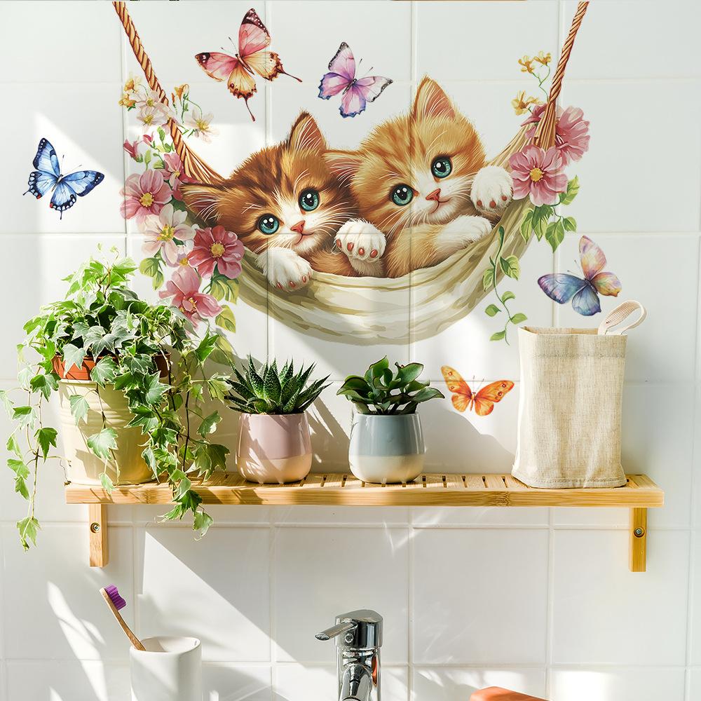 Self Adhesive Cat Hammock Decorative Wallpaper Waterproof Peel and Stick Removable Wall Sticker for Home Decor